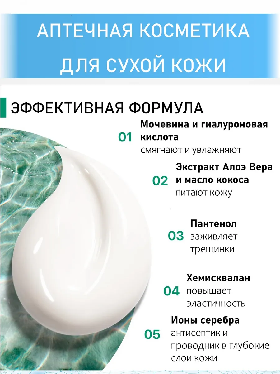 Крем с мочевиной 15 + ионы серебра 170 мл
